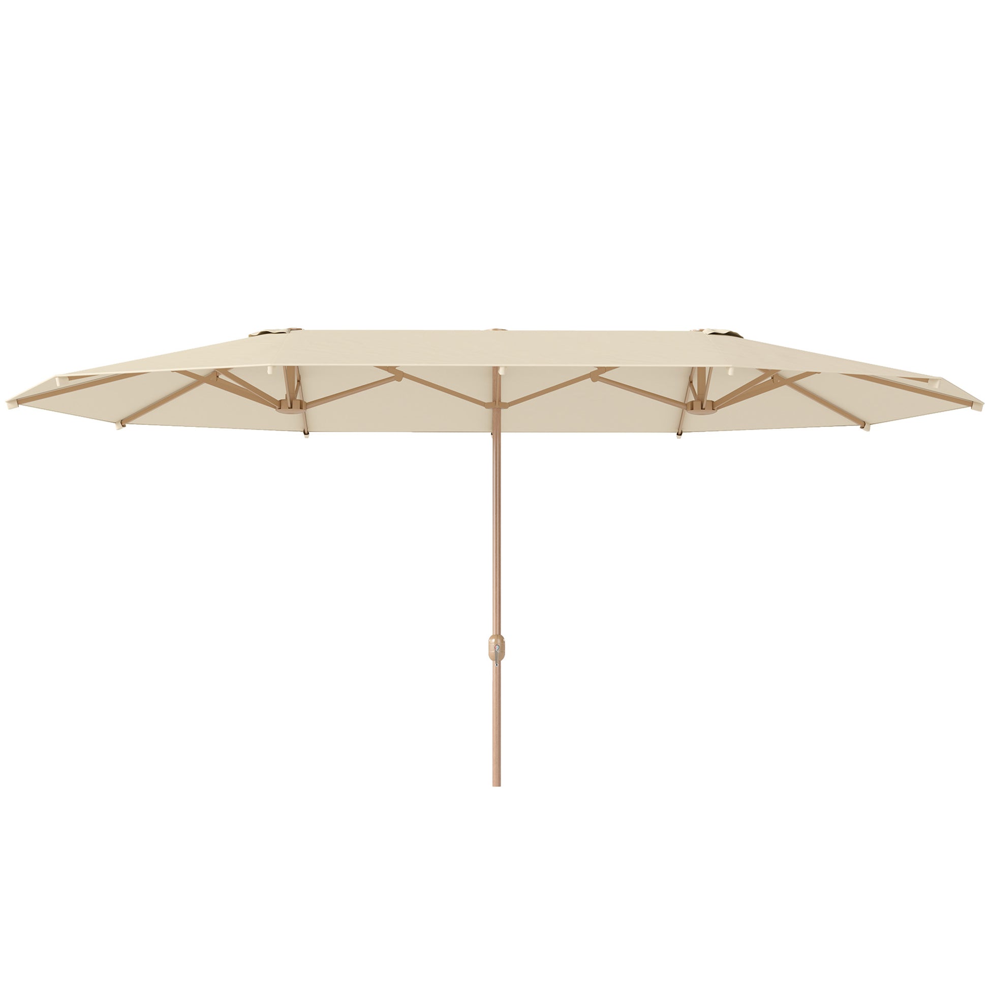 Double Parasol 4.55x2.65m Outdoor Terrace Umbrella with Manual Crank Water-Resistant and Sun Protection Large Umbrella for Terrace Beach Pool Cream