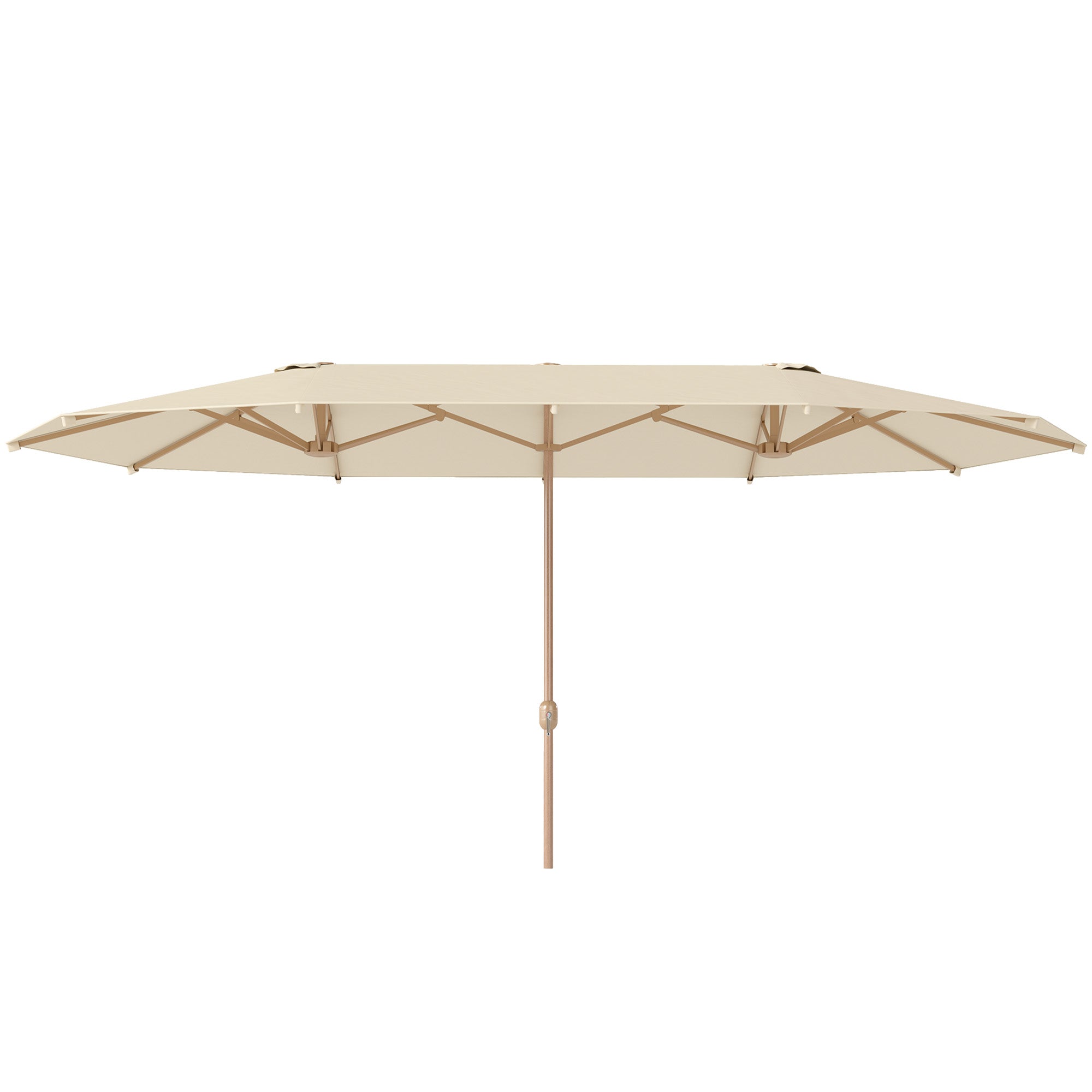 Double Parasol 4.55x2.65m Outdoor Terrace Umbrella with Manual Crank Water-Resistant and Sun Protection Large Umbrella for Terrace Beach Pool Cream
