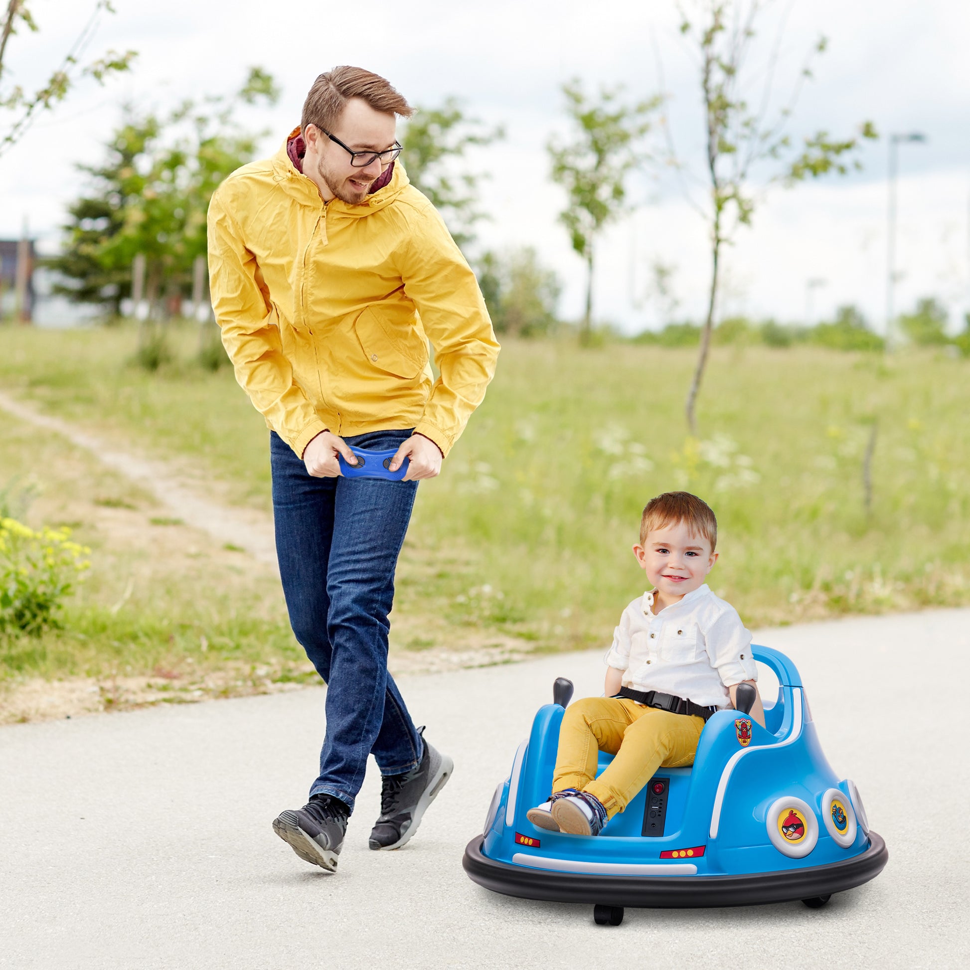 12V Kids' Bumper Car with 2.4G Remote Control, Electric Bumper with Music and Lights, 0.9-1.9 mph, Kids' Electric Car with 360° Spin, for Kids 3-5 Years, Blue