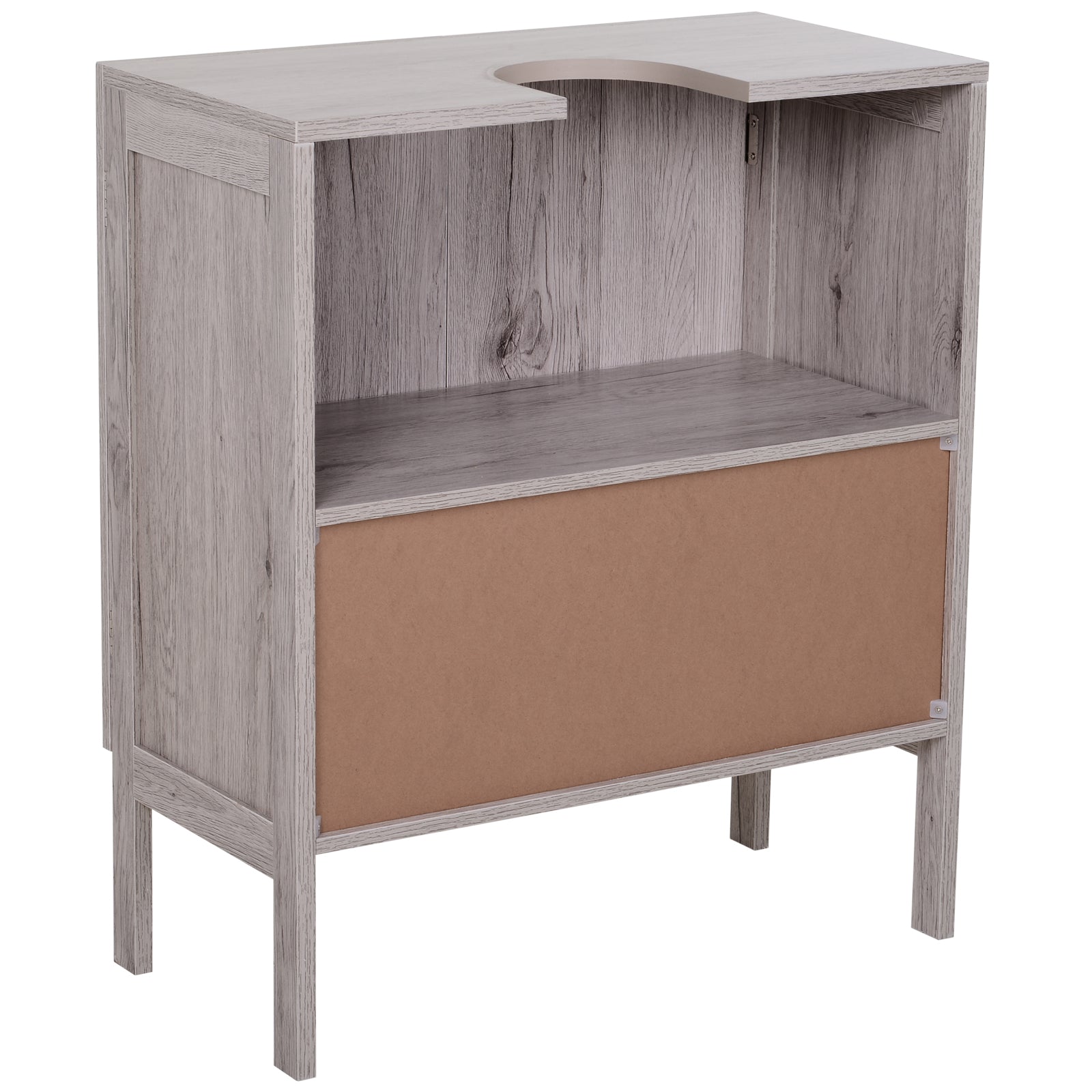 Bathroom Vanity Unit with Sink - Under Sink Cabinet - 2 Doors Cupboard with Shelf - dims. 60L x 30W x 70H cm - Gray Wood Imitation MDF