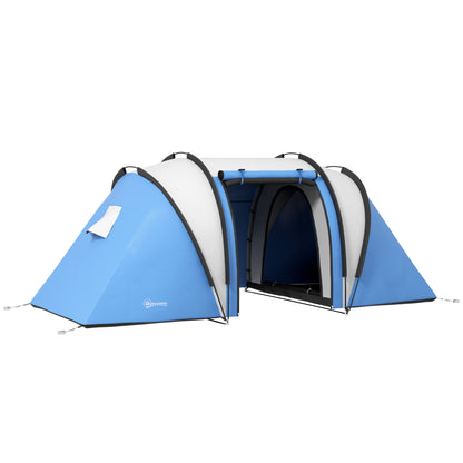 Camping Tent for 4-5 Persons, Lightly Water-Resistant, Family Tent with 2 Rooms, Side Door Window, Tent with 3000mm Water Column, Tunnel Tent Dome Tent for Camping, Travel, Garden