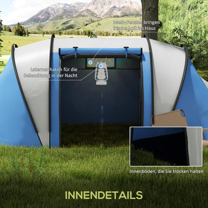 Camping Tent for 4-5 Persons, Lightly Water-Resistant, Family Tent with 2 Rooms, Side Door Window, Tent with 3000mm Water Column, Tunnel Tent Dome Tent for Camping, Travel, Garden