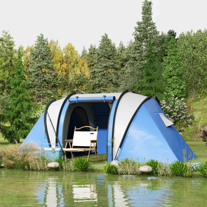 Camping Tent for 4-5 Persons, Lightly Water-Resistant, Family Tent with 2 Rooms, Side Door Window, Tent with 3000mm Water Column, Tunnel Tent Dome Tent for Camping, Travel, Garden