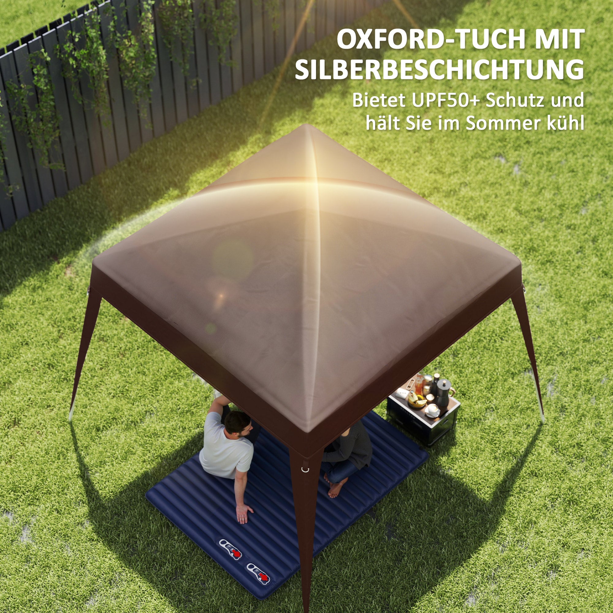 Replacement Canopy for Pavilion 3x3 m Base/ 2.4x2.4 m Top, Water-Resistant Pavilion Cover for Pop-Up Canopy, Sturdy Party Tent Replacement Canopy with Individual Cover for Garden Pavilion Coffee