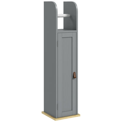 Bathroom Cabinet Toilet Paper Holder with Cupboard and Adjustable Shelves 20 x 20 x 80 cm Gray