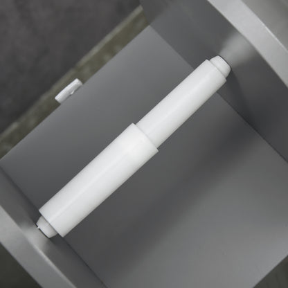 Bathroom Cabinet Toilet Paper Holder with Cupboard and Adjustable Shelves 20 x 20 x 80 cm Gray