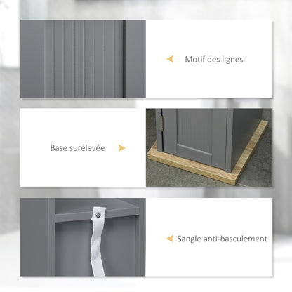 Bathroom Cabinet Toilet Paper Holder with Cupboard and Adjustable Shelves 20 x 20 x 80 cm Gray