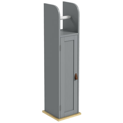 Bathroom Cabinet Toilet Paper Holder with Cupboard and Adjustable Shelves 20 x 20 x 80 cm Gray