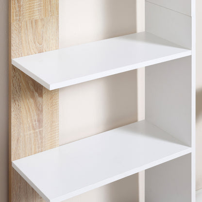 Storage Bookcase with 5 Shelves Multi-Purpose Bookshelf for Study Office with Raised Base Elegant Design 45x21x170 cm White and Oak
