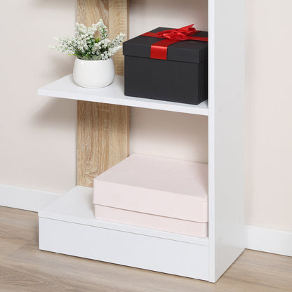 Storage Bookcase with 5 Shelves Multi-Purpose Bookshelf for Study Office with Raised Base Elegant Design 45x21x170 cm White and Oak