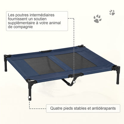 Raised Bed for Dog Cat Camping Bed Elevated Bed Comfortable Fabric Oxford Textilene Micro-Perforated Metal 92L x 76W x 18H cm Blue