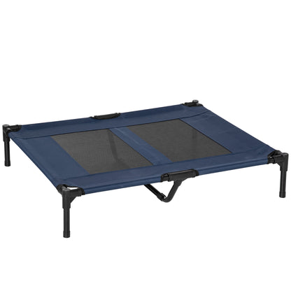 Raised Bed for Dog Cat Camping Bed Elevated Bed Comfortable Fabric Oxford Textilene Micro-Perforated Metal 92L x 76W x 18H cm Blue