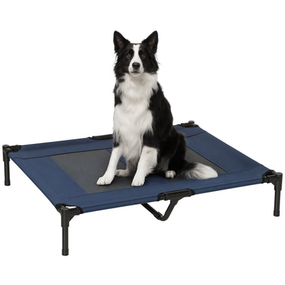 Raised Bed for Dog Cat Camping Bed Elevated Bed Comfortable Fabric Oxford Textilene Micro-Perforated Metal 92L x 76W x 18H cm Blue