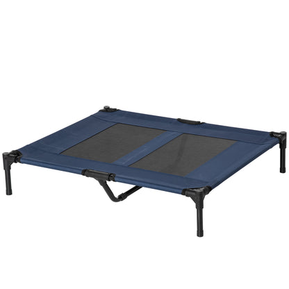 Raised Bed for Dog Cat Camping Bed Elevated Bed Comfortable Fabric Oxford Textilene Micro-Perforated Metal 92L x 76W x 18H cm Blue