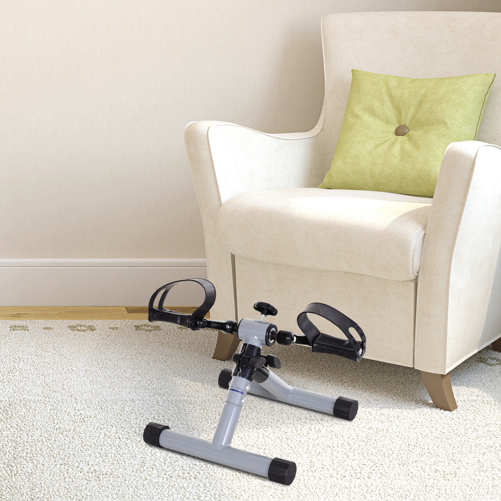 Mini Exercise Bike Leg Trainer Fitness Pedal Trainer Arm Trainer Foldable Mini Bike Stepless Resistance for Auxiliary Rehabilitation and Mobility Steel Gray 13" x 13.4" x 12.6"