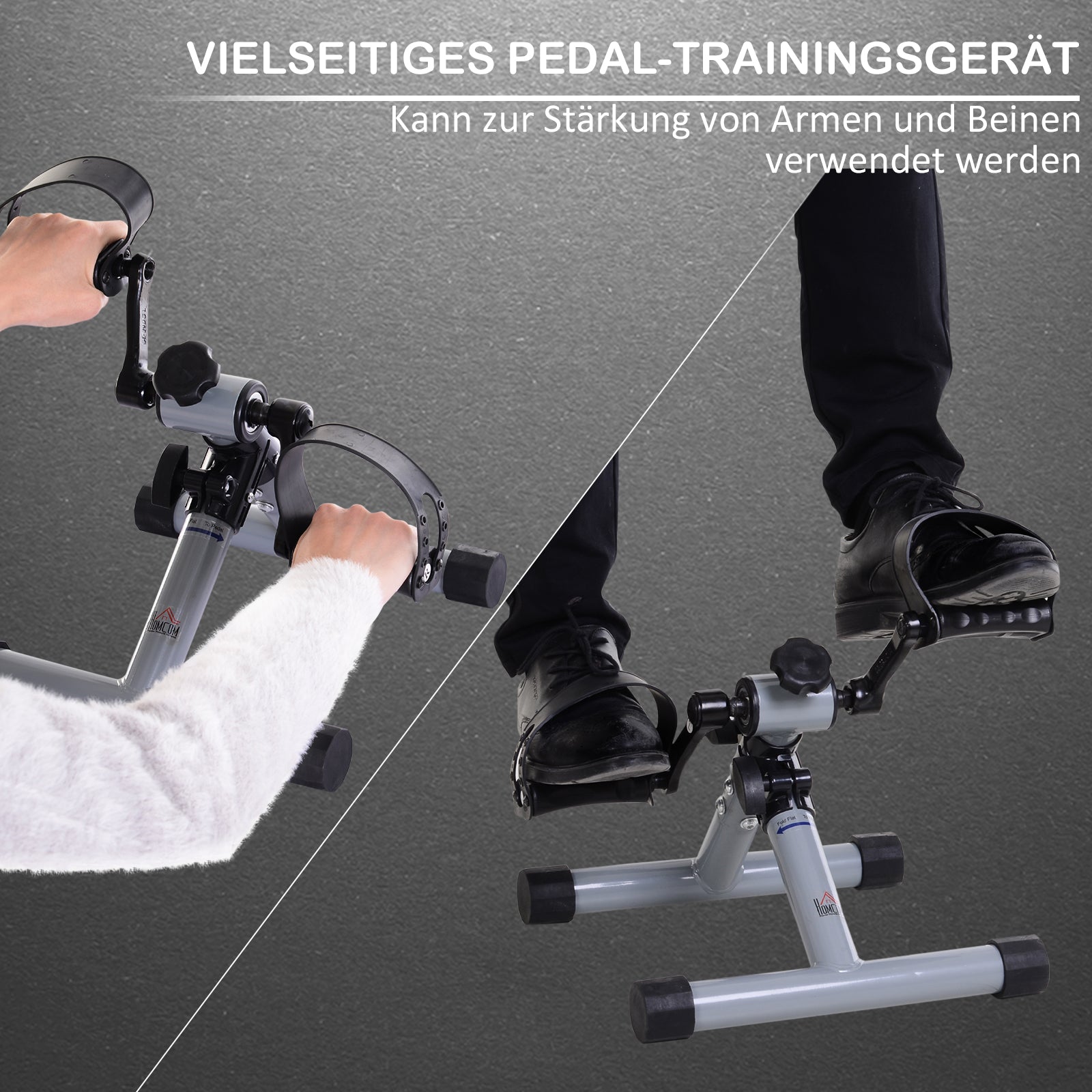 Mini Exercise Bike Leg Trainer Fitness Pedal Trainer Arm Trainer Foldable Mini Bike Stepless Resistance for Auxiliary Rehabilitation and Mobility Steel Gray 13" x 13.4" x 12.6"