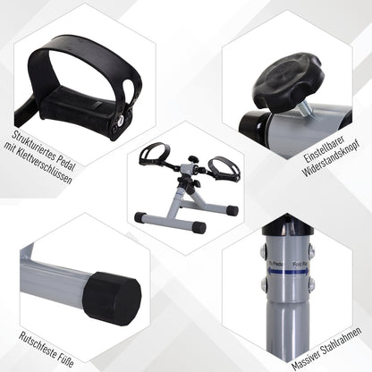 Mini Exercise Bike Leg Trainer Fitness Pedal Trainer Arm Trainer Foldable Mini Bike Stepless Resistance for Auxiliary Rehabilitation and Mobility Steel Gray 13" x 13.4" x 12.6"