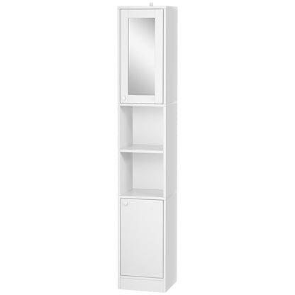 Bathroom Tall Column Cabinet Storage Cupboard with Adjustable Shelf - 30 x 28 x 170 cm - White