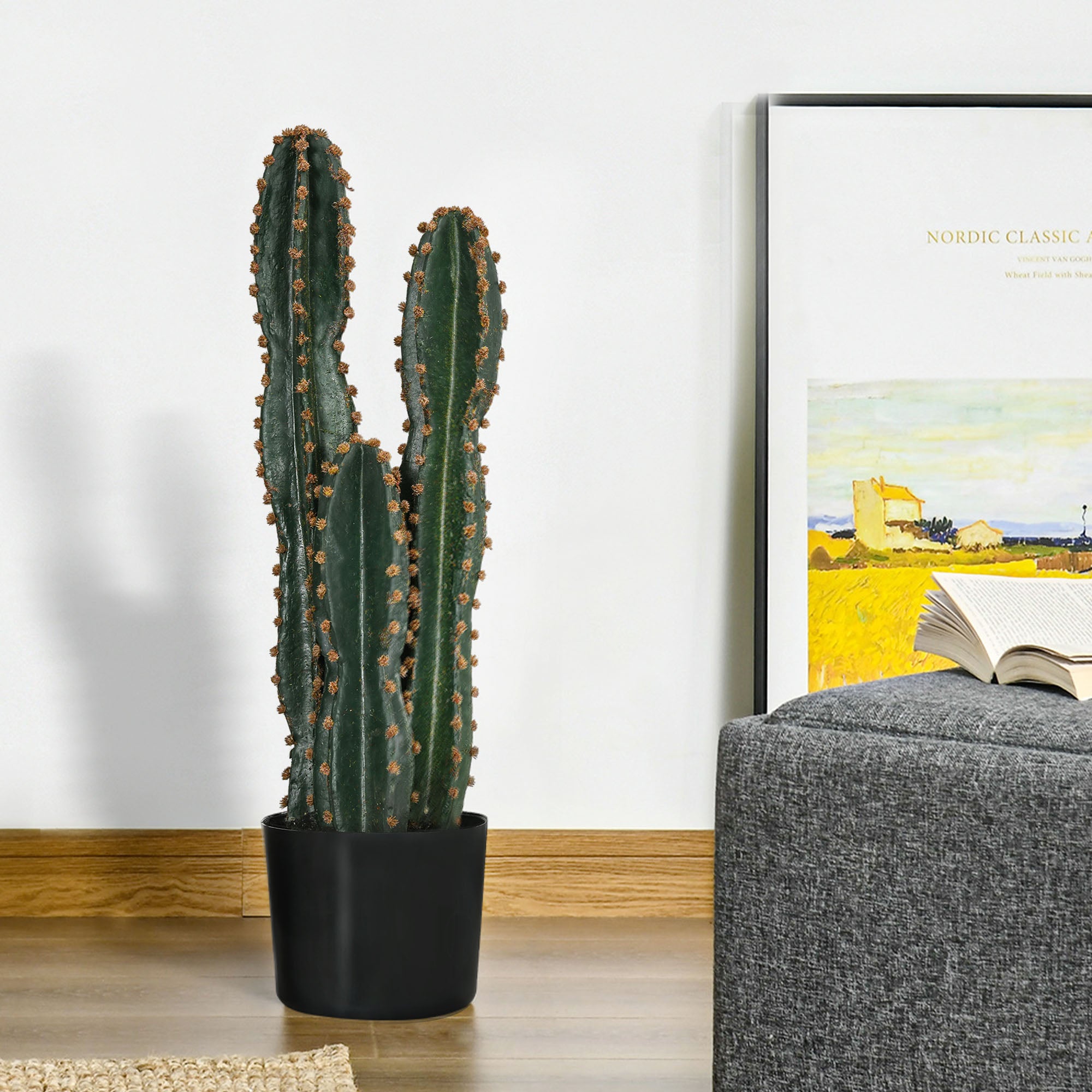 Realistic Large Artificial Cactus Big Size Plant Dimensions Ø 17 x 60H cm Green