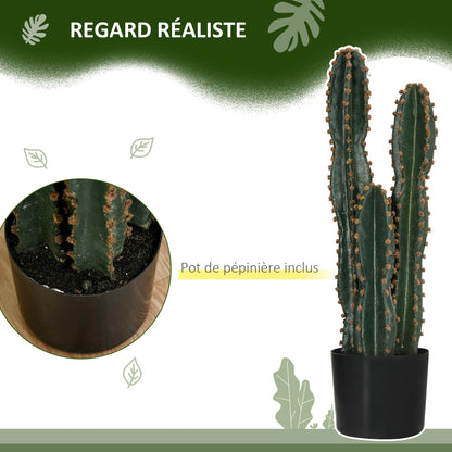 Realistic Large Artificial Cactus Big Size Plant Dimensions Ø 17 x 60H cm Green