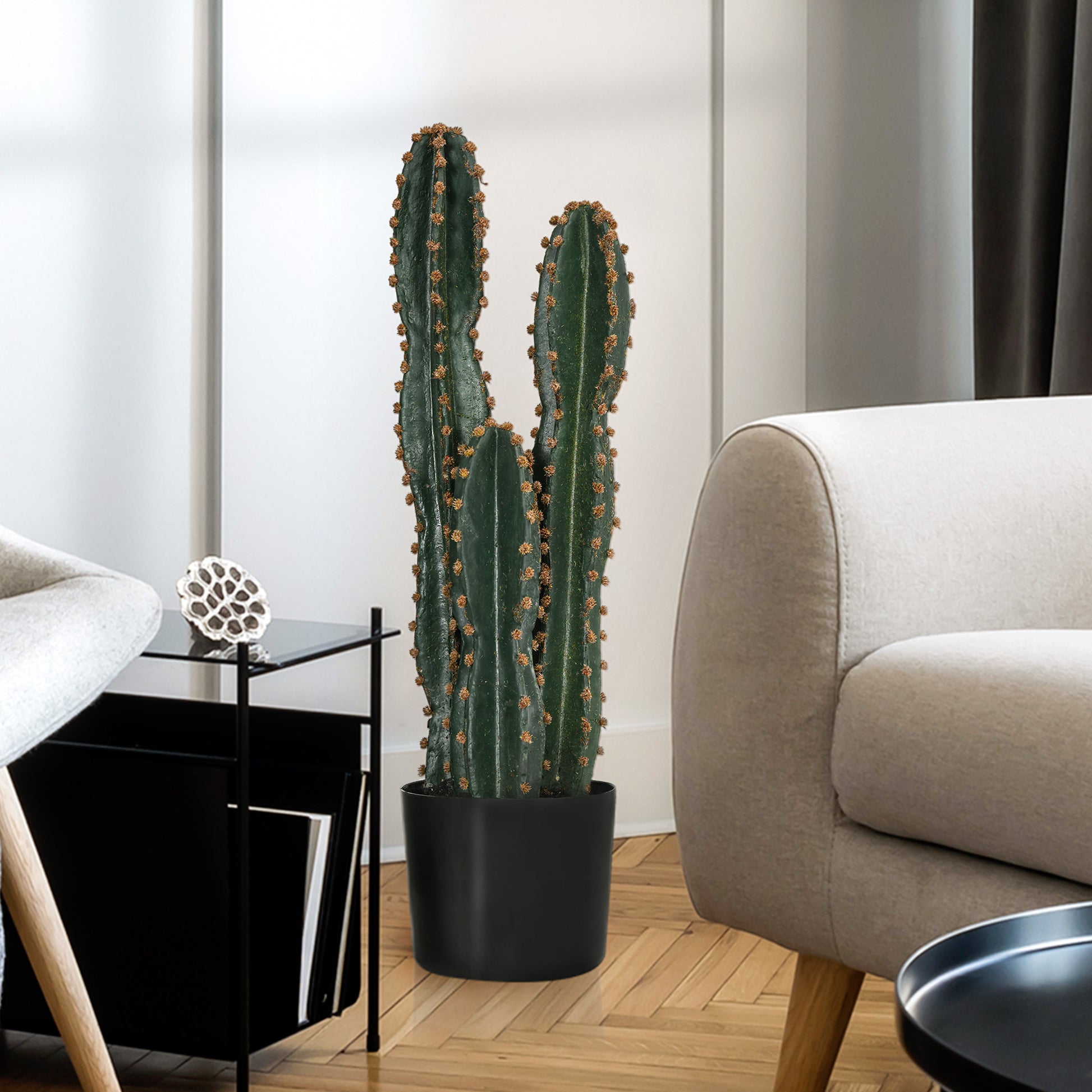 Realistic Large Artificial Cactus Big Size Plant Dimensions Ø 17 x 60H cm Green