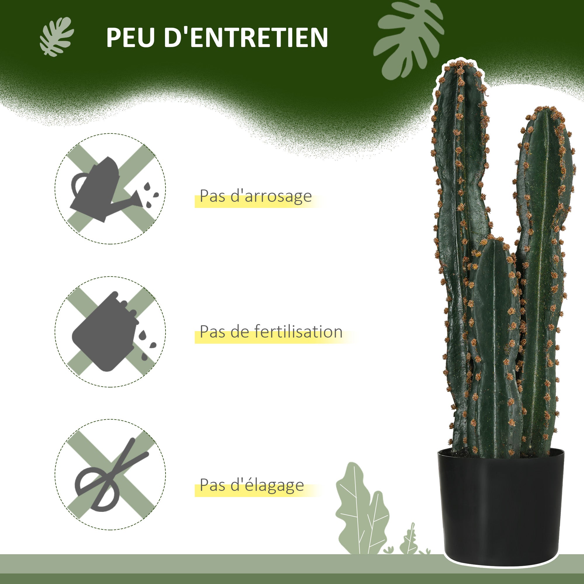 Realistic Large Artificial Cactus Big Size Plant Dimensions Ø 17 x 60H cm Green