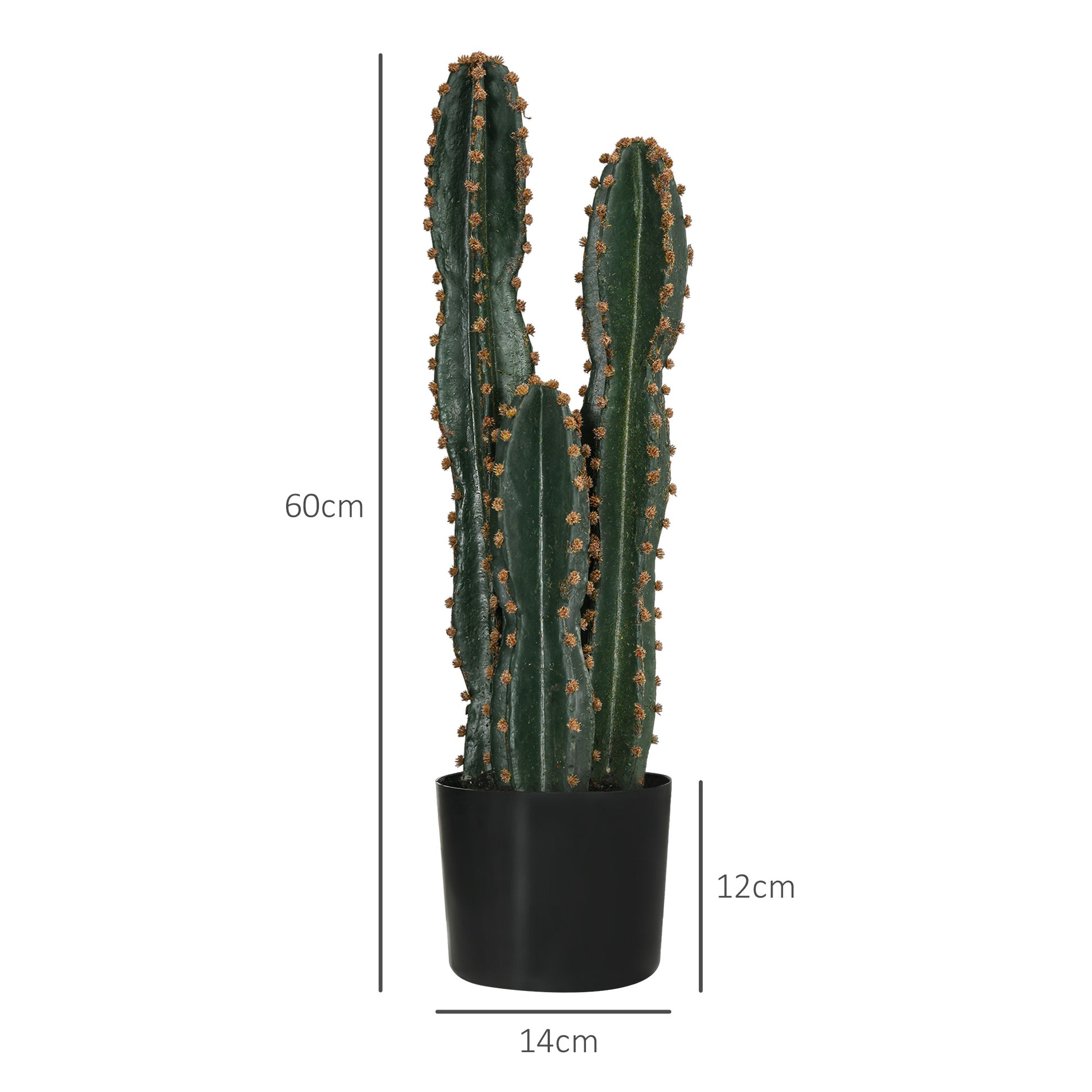 Realistic Large Artificial Cactus Big Size Plant Dimensions Ø 17 x 60H cm Green