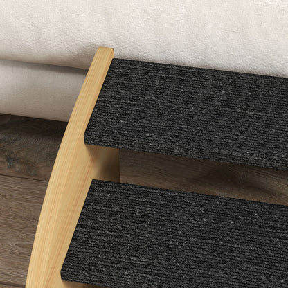 Pet Stairs 3 Steps 30 cm High Pet Stairs with Side Wall Dog Ramp for Small Dogs Cat Stairs Entry Aid for Bed, Sofa, Couch, and Car Oak
