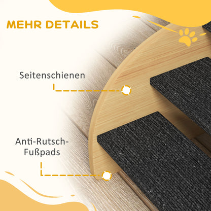 Pet Stairs 3 Steps 30 cm High Pet Stairs with Side Wall Dog Ramp for Small Dogs Cat Stairs Entry Aid for Bed, Sofa, Couch, and Car Oak