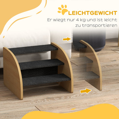 Pet Stairs 3 Steps 30 cm High Pet Stairs with Side Wall Dog Ramp for Small Dogs Cat Stairs Entry Aid for Bed, Sofa, Couch, and Car Oak