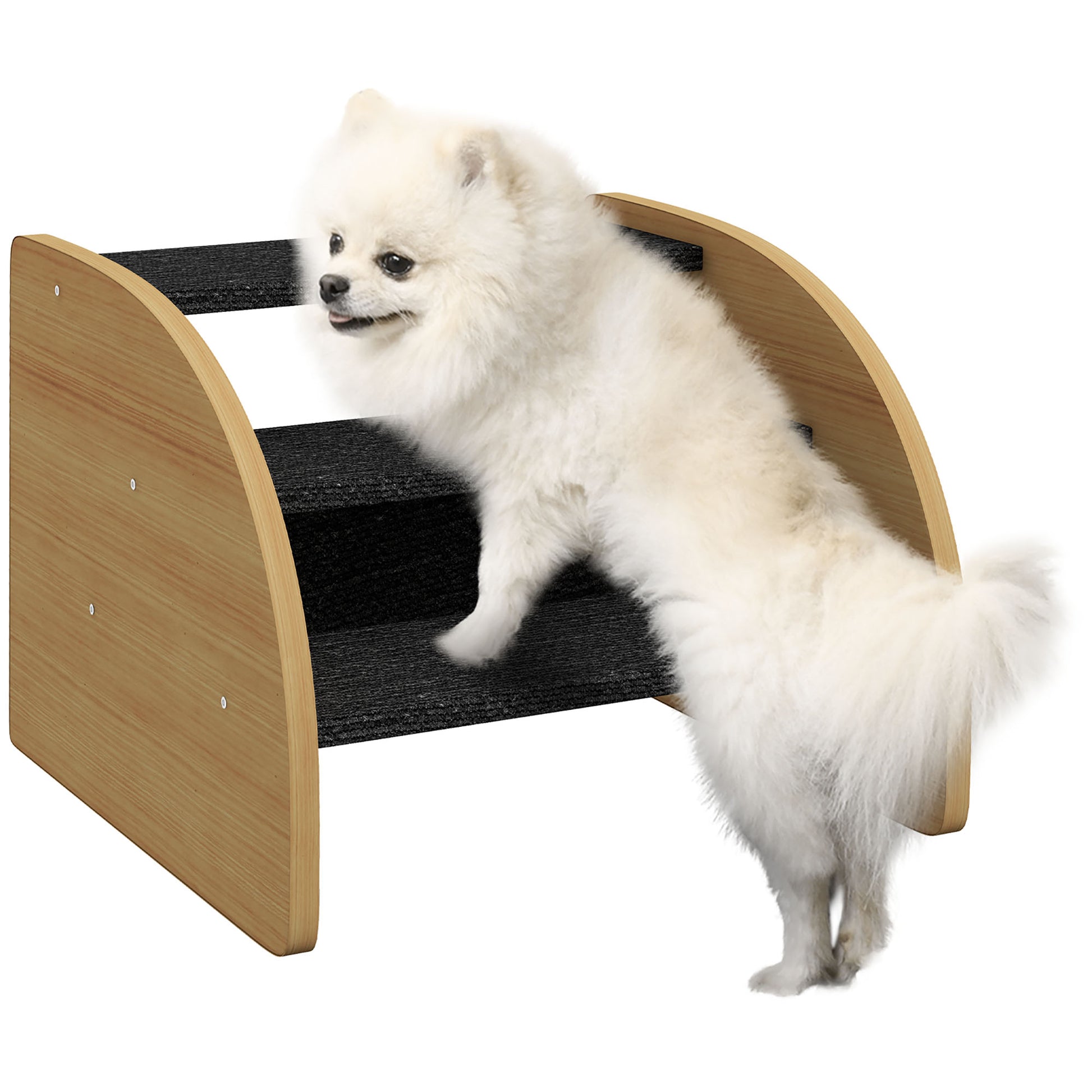 Pet Stairs 3 Steps 30 cm High Pet Stairs with Side Wall Dog Ramp for Small Dogs Cat Stairs Entry Aid for Bed, Sofa, Couch, and Car Oak
