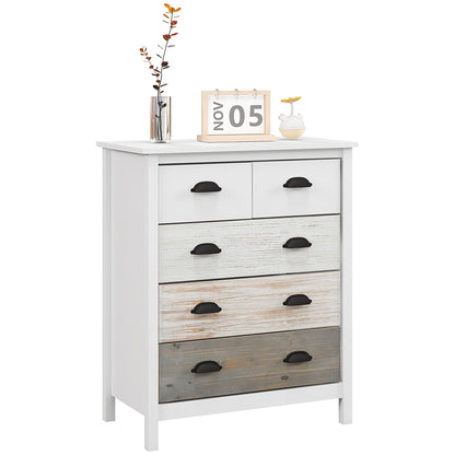 Chest of Drawers Storage Cabinet with 5 Drawers, Drawer Cabinet with Handle, Anti-tilt Protection, for Bedroom, Living Room, White, 70 x 38 x 85 cm
