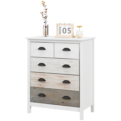 Chest of Drawers Storage Cabinet with 5 Drawers, Drawer Cabinet with Handle, Anti-tilt Protection, for Bedroom, Living Room, White, 70 x 38 x 85 cm
