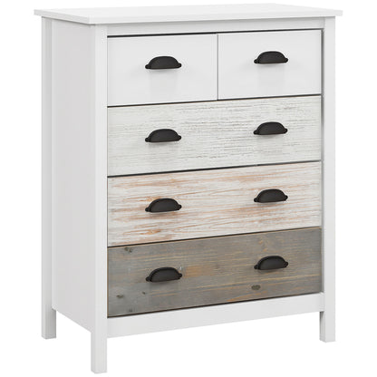 Chest of Drawers Storage Cabinet with 5 Drawers, Drawer Cabinet with Handle, Anti-tilt Protection, for Bedroom, Living Room, White, 70 x 38 x 85 cm