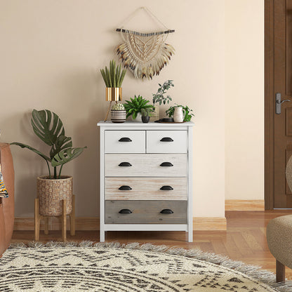 Chest of Drawers Storage Cabinet with 5 Drawers, Drawer Cabinet with Handle, Anti-tilt Protection, for Bedroom, Living Room, White, 70 x 38 x 85 cm