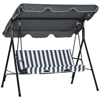 Hollywood Swing with Seat Cushion, 3-Seater Garden Swing with Adjustable Sunroof, Swing Bench supports up to 240 kg, for Garden, Terrace, 172 x 110 x 153 cm, Gray+White