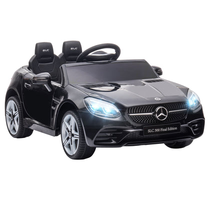 12 V Kids Electric Car, Children's Vehicle with 2.4G Remote Control, Electric Vehicle with LED Headlights, Seatbelt, Horn, Music, Mercedes SLC 300 Kids Car for Kids from 3 Years, Black