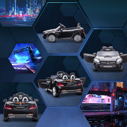 12 V Kids Electric Car, Children's Vehicle with 2.4G Remote Control, Electric Vehicle with LED Headlights, Seatbelt, Horn, Music, Mercedes SLC 300 Kids Car for Kids from 3 Years, Black