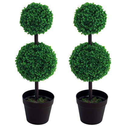 Artificial Plants Set of 2 Large 67 cm Artificial Plant with 2 Balls, Plastic Artificial Tree in Pot, Lifelike Artificial Tree for Living Room Bedroom Office Garden Modern Decoration Gift