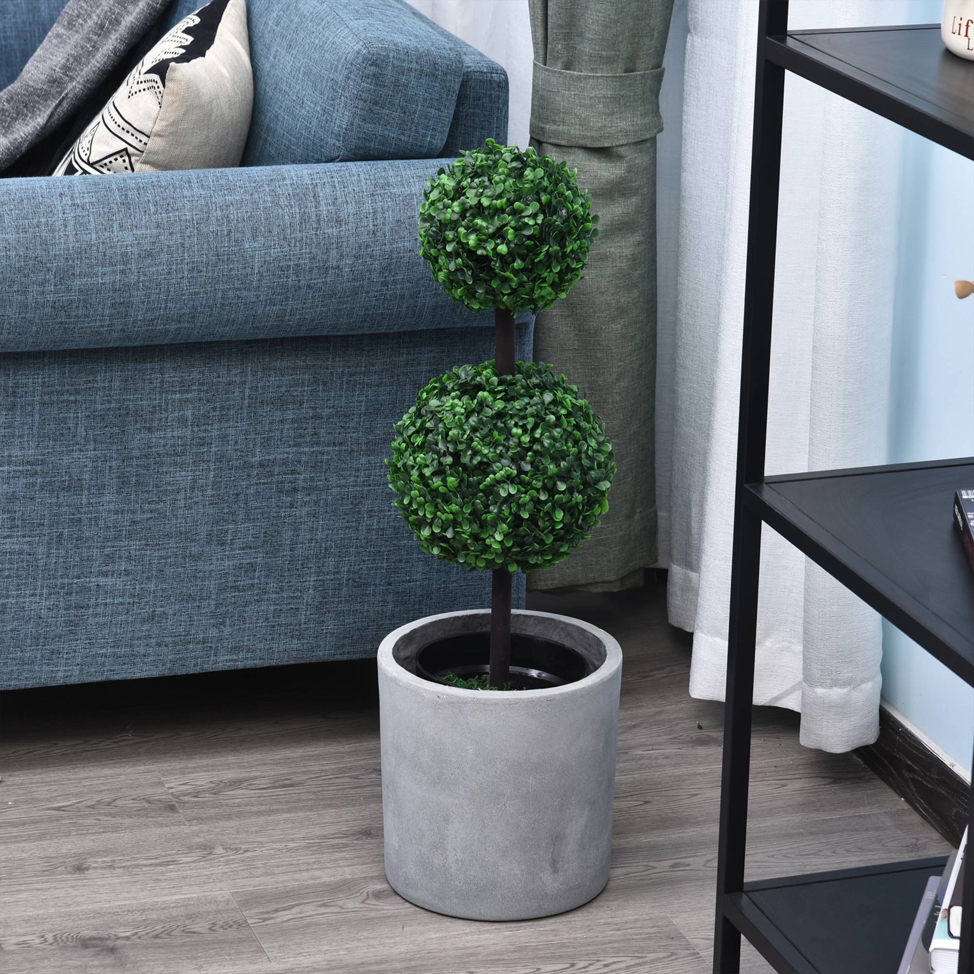 Artificial Plants Set of 2 Large 67 cm Artificial Plant with 2 Balls, Plastic Artificial Tree in Pot, Lifelike Artificial Tree for Living Room Bedroom Office Garden Modern Decoration Gift