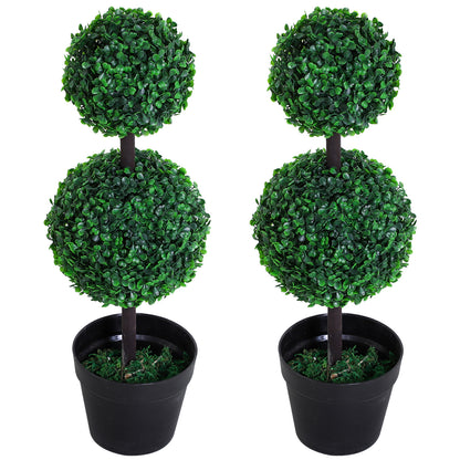 Artificial Plants Set of 2 Large 67 cm Artificial Plant with 2 Balls, Plastic Artificial Tree in Pot, Lifelike Artificial Tree for Living Room Bedroom Office Garden Modern Decoration Gift