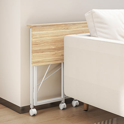 Folding Desk with Wheels Compact Computer Desk Laptop Table for Home Office Small Spaces 80x40x75 cm Natural