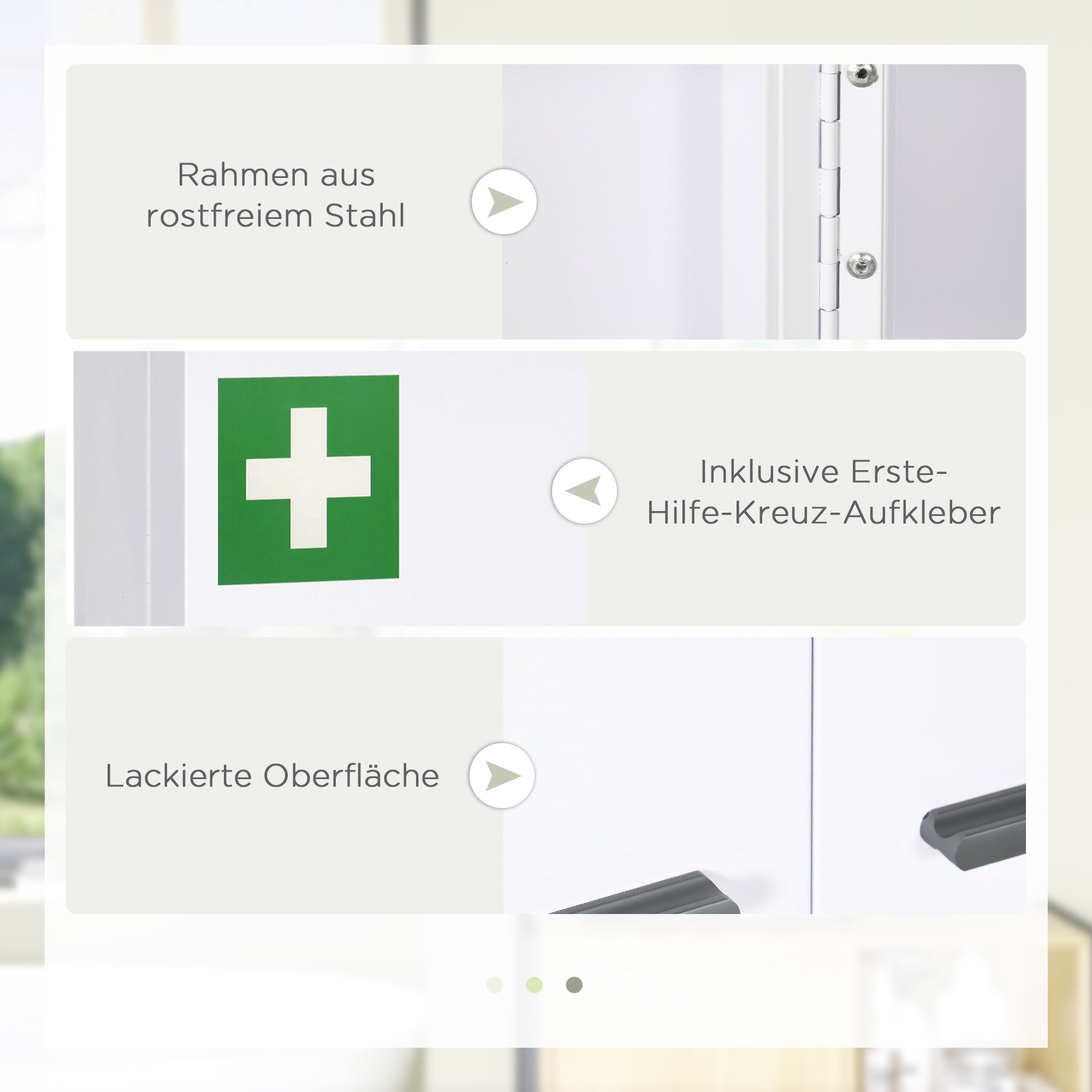 Medicine Cabinet, 2-Door Lockable Medication Cabinet, First Aid Cabinet for Medicines and Bandages, Steel, White, 55 x 18 x 60 cm