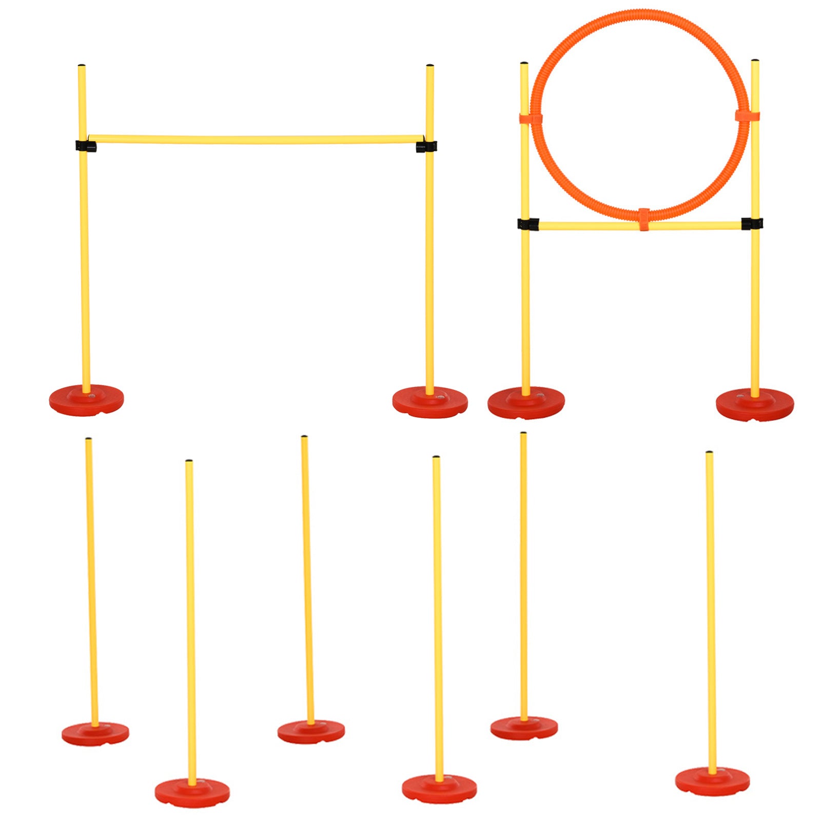 Agility Set Dogs 3-piece Agility Equipment for Dog Training Hurdle Set with 6 Slalom Poles Adjustable Height Hurdles Jumping Hoop Carrying Bag Agility Set for Games Training