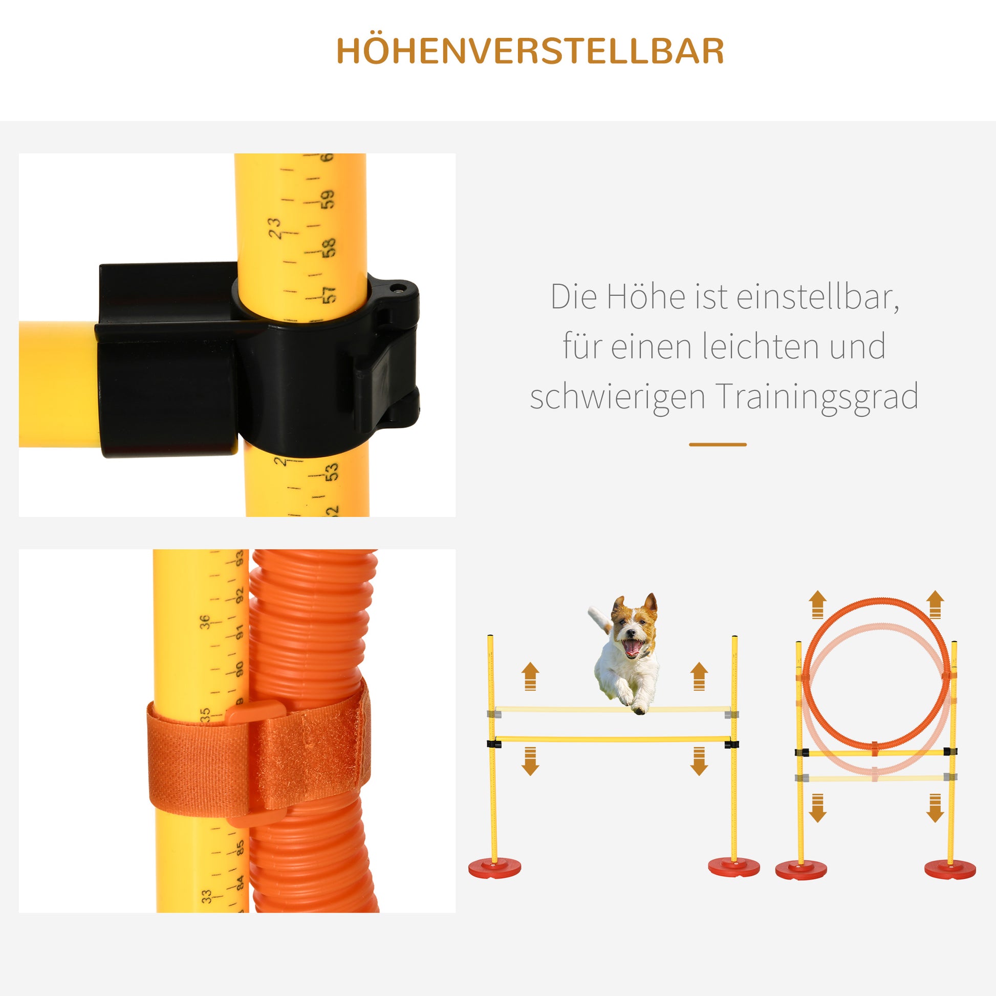 Agility Set Dogs 3-piece Agility Equipment for Dog Training Hurdle Set with 6 Slalom Poles Adjustable Height Hurdles Jumping Hoop Carrying Bag Agility Set for Games Training