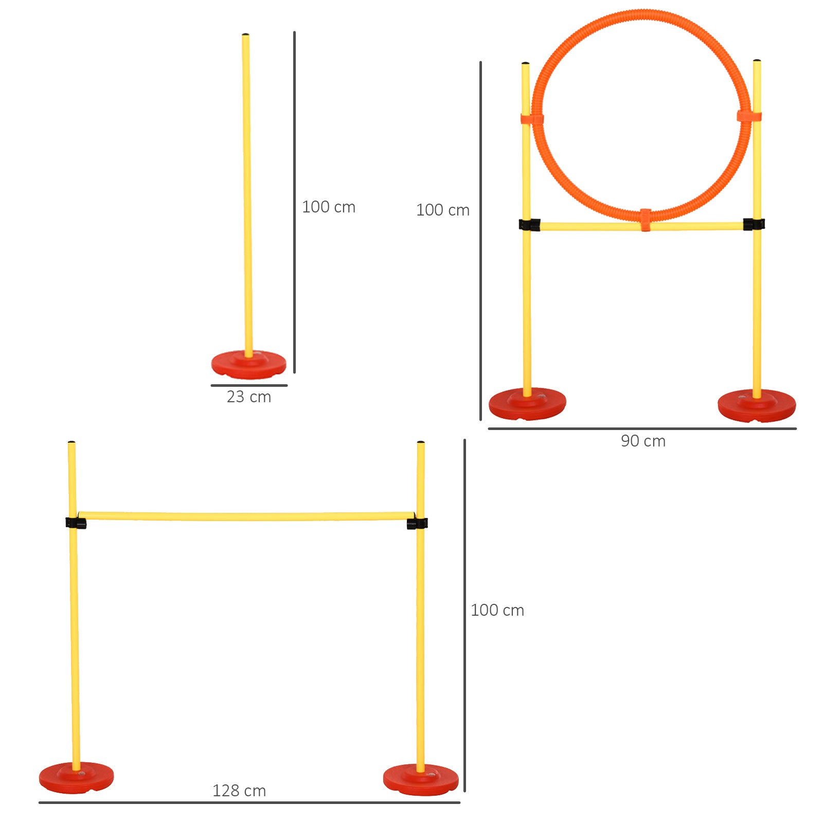 Agility Set Dogs 3-piece Agility Equipment for Dog Training Hurdle Set with 6 Slalom Poles Adjustable Height Hurdles Jumping Hoop Carrying Bag Agility Set for Games Training