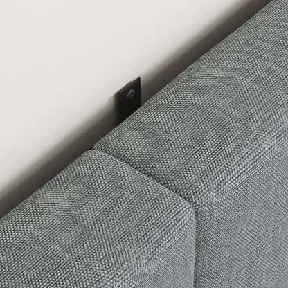 3-Height Adjustable Upholstered Headboard, Linen-Look, Foam-Padded with Metal Legs — Gray (Fits 59–63" Beds)