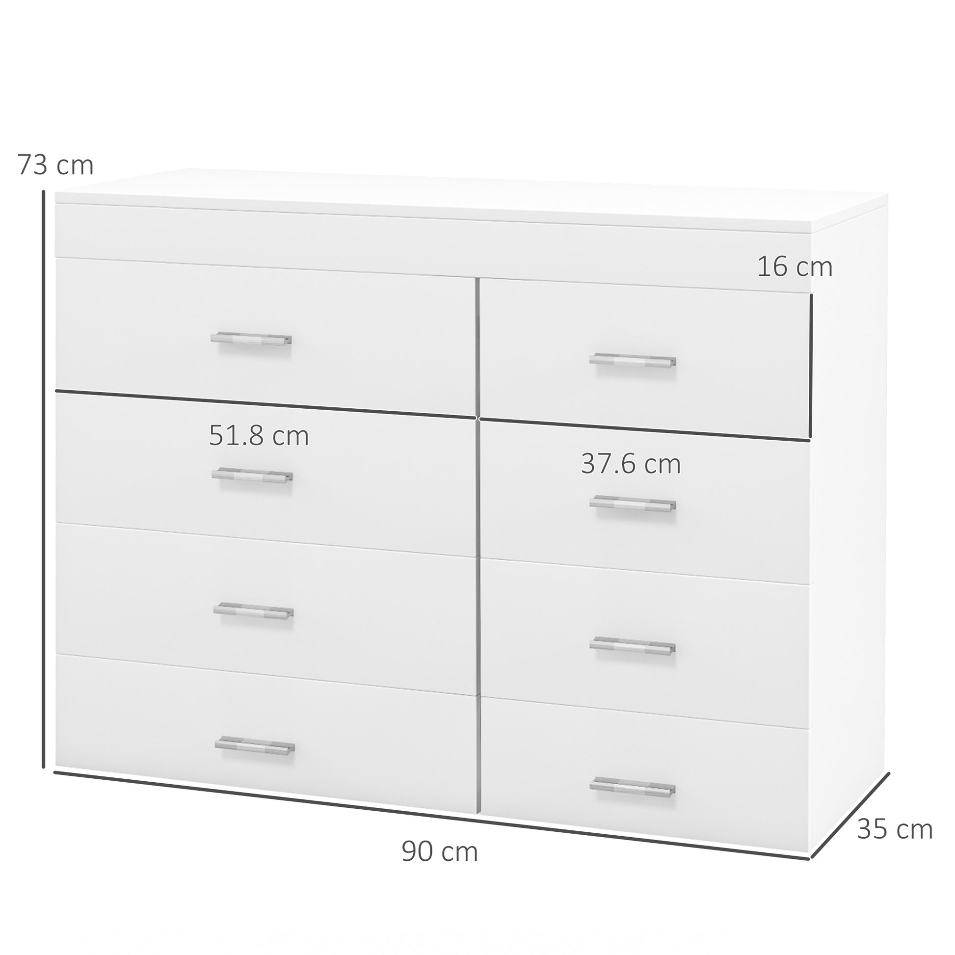 Mobile with Drawers Chest of Drawers in Wood for Bedroom, Kitchen, Bathroom 90×35×73cm White