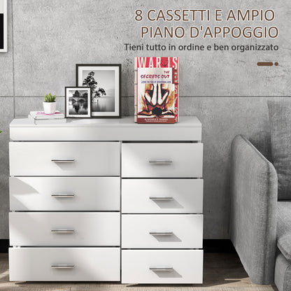 Mobile with Drawers Chest of Drawers in Wood for Bedroom, Kitchen, Bathroom 90×35×73cm White