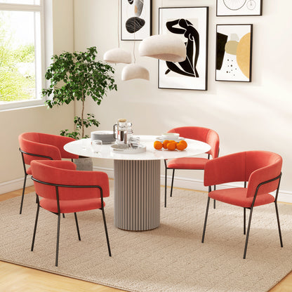 Set of 2 dining chairs kitchen chair with steel legs, padded seat, for dining room, living room, kitchen, dim. 57L x 53W x 73H cm orange